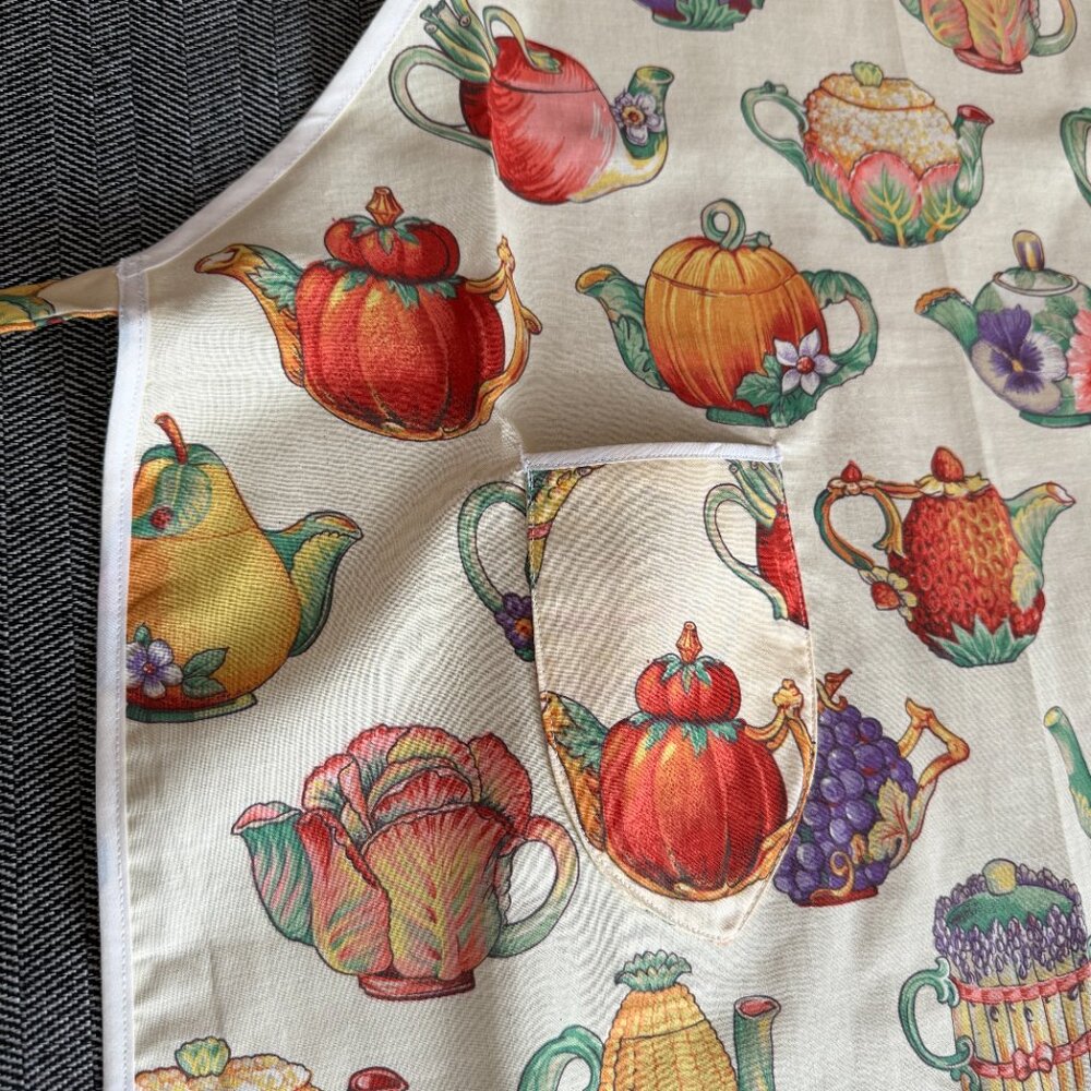 Full Apron Adorable Teapots Baking Cooking Crafting Workwear - Picture 7 of 16